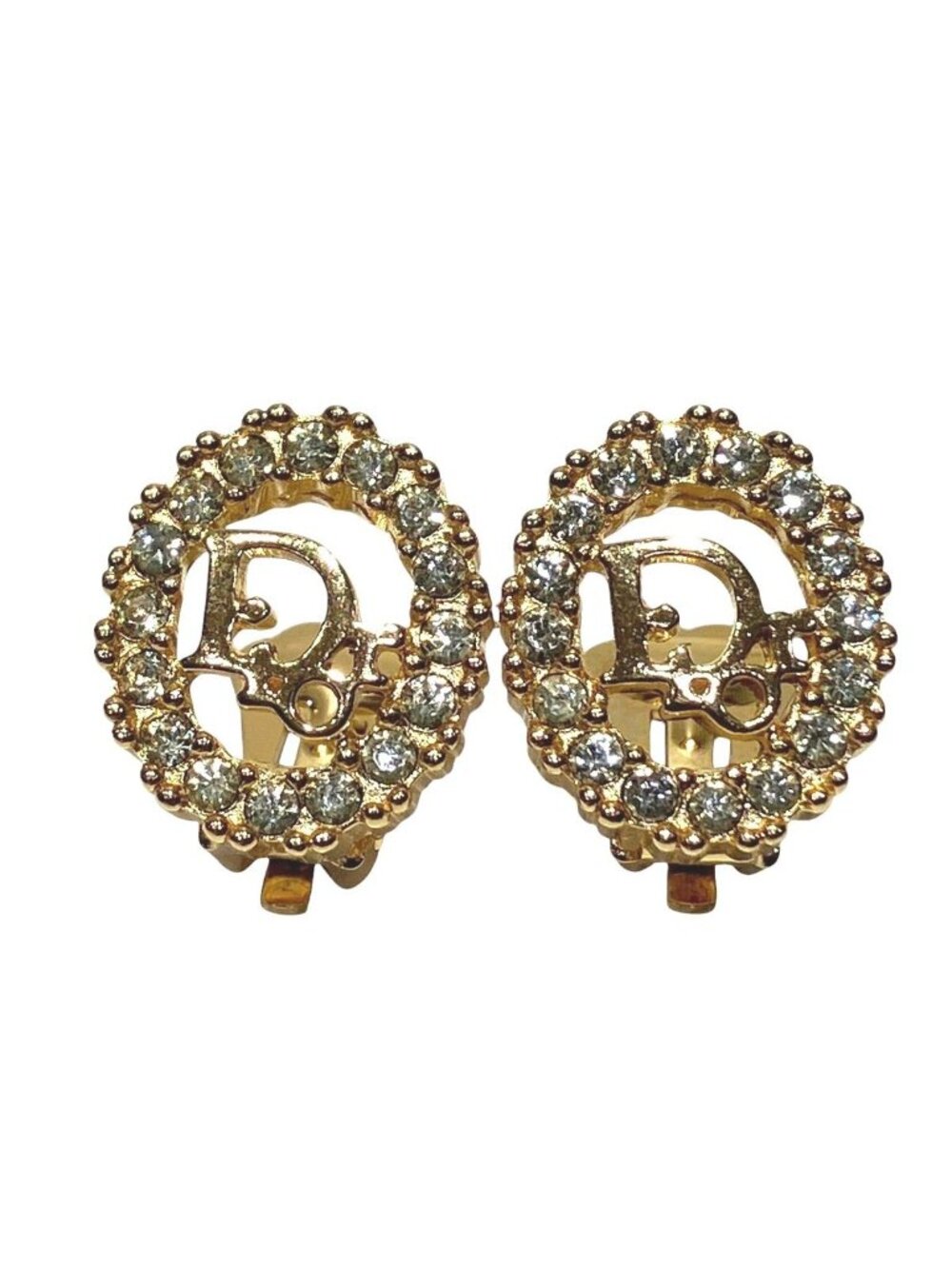 Dior Logo Earrings Rhinestone